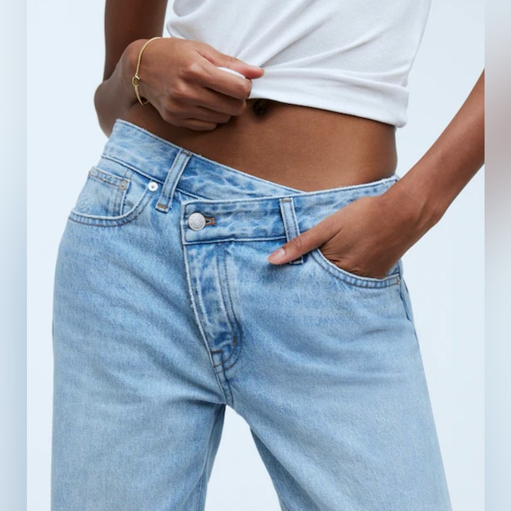 Madewell Low slung straight jeans, cross tab